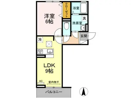 下越物産D-ROOM A(1LDK/1階)の間取り写真