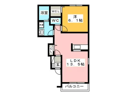 グレイスフル(1LDK/1階)の間取り写真