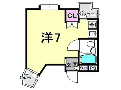 キューブ甲風園(ワンルーム/3階)の間取り写真