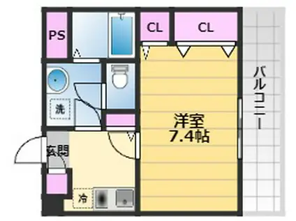 ハピネス蔵(1K/2階)の間取り写真