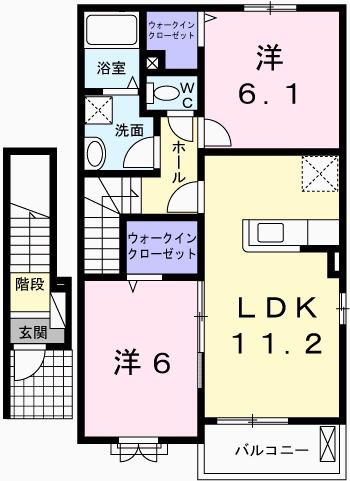 フィオレンティーナIII(2LDK/2階)の間取り写真