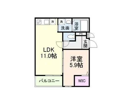 フェリシアーク加美(1LDK/1階)の間取り写真