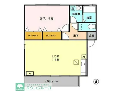 グランメールA/B/C(1LDK/1階)の間取り写真