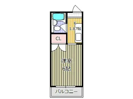 シティヒル(1K/2階)の間取り写真