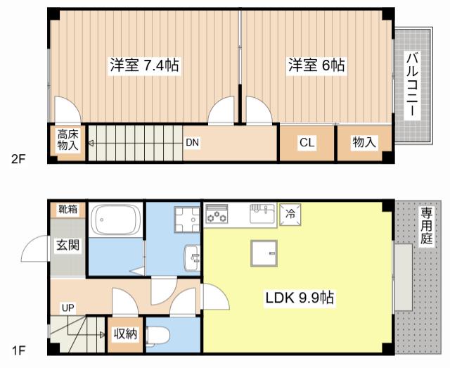 TWIN OAKS A(2LDK/1階)の間取り写真