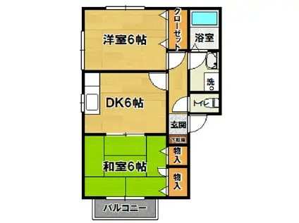 シャトー久右エ門(2DK/2階)の間取り写真