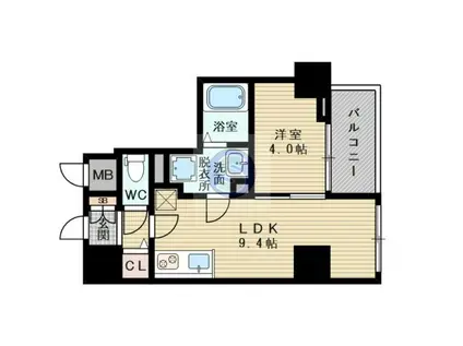 ローズコーポ堺筋本町(1LDK/3階)の間取り写真