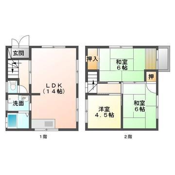 桜馬場貸(3LDK/1階)の間取り写真