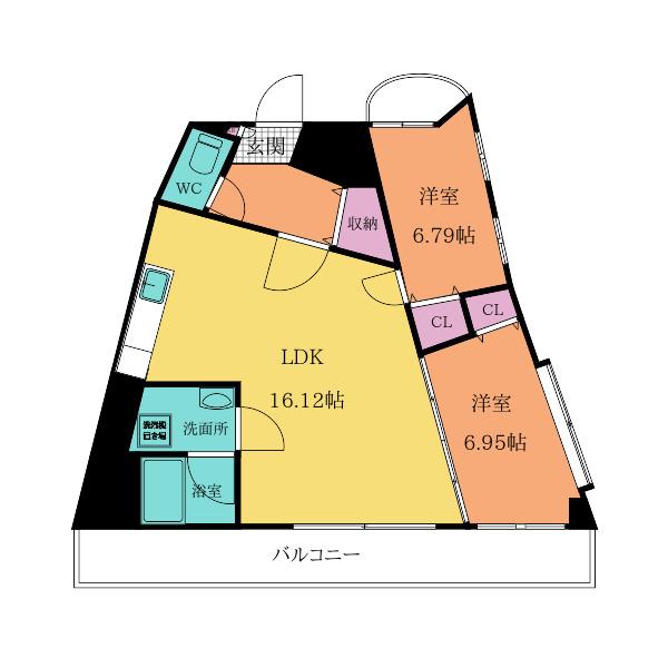 BRIS中井(2LDK/9階)の間取り写真
