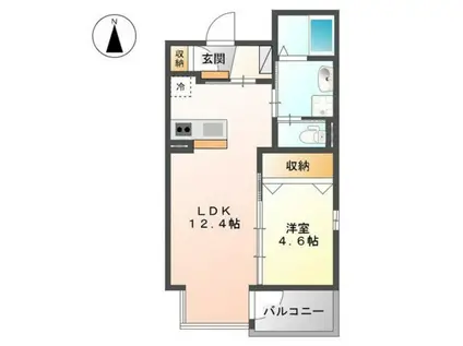 サンライズ京橋(1LDK/2階)の間取り写真