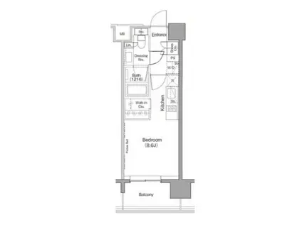 N ザ・パークハビオ目黒(ワンルーム/8階)の間取り写真