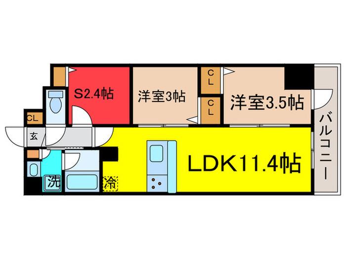 グランエール森下ウエスト(2SLDK/3階)の間取り写真