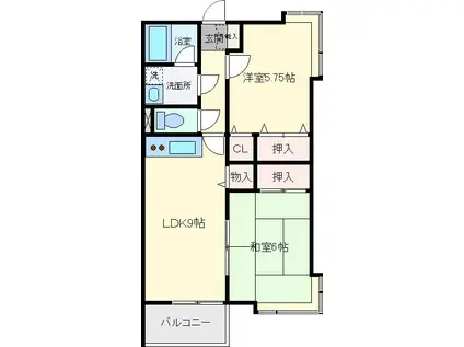 グランデュールB(2LDK/1階)の間取り写真