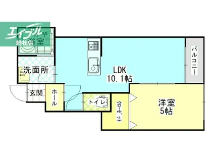 フォレスト庭瀬(1LDK/1階)の間取り写真