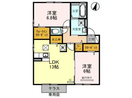 ビーノII(2LDK/1階)の間取り写真