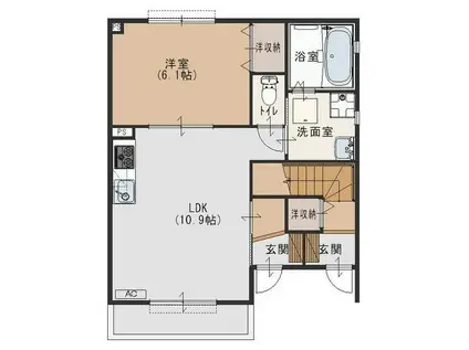 ローベンハイツ上沢(1LDK/1階)の間取り写真