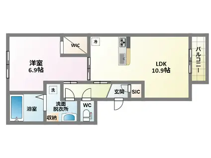 メゾンドフルールI(1LDK/1階)の間取り写真