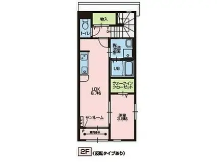 ばっくほーむA棟(1LDK/2階)の間取り写真