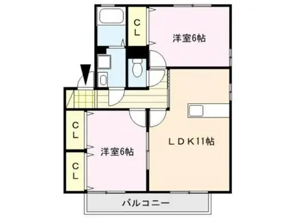 ラヴィーンコート(2LDK/1階)の間取り写真