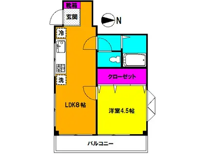 ハイスタンダード(1LDK/2階)の間取り写真