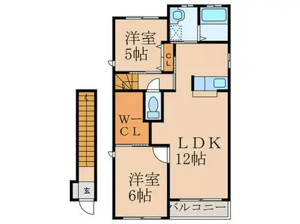 シャーメゾン石原(2LDK/2階)の間取り写真