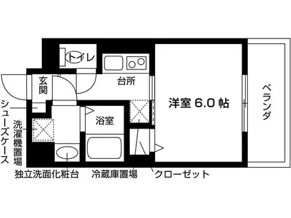 GRAMM東小野堀町B(1K/2階)の間取り写真