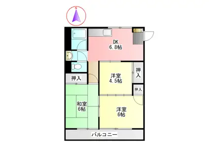 松原マンション(3DK/1階)の間取り写真