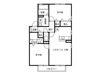 ベルハウス(2LDK/2階)の間取り写真
