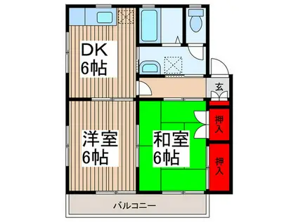 コーポ豊(2DK/1階)の間取り写真