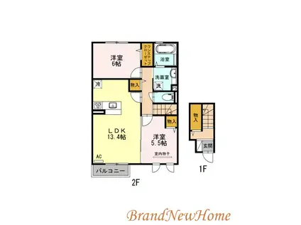 メルベーユ 三丘(2LDK/2階)の間取り写真