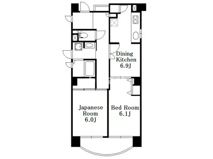 コーポレート連雀2号棟(2DK/4階)の間取り写真