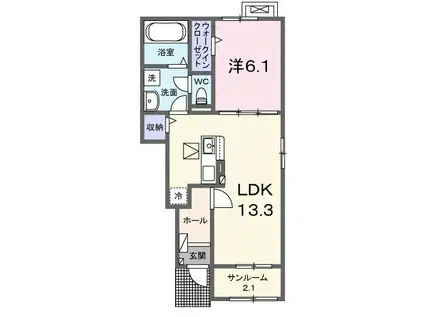 ゼファーIII(1LDK/1階)の間取り写真