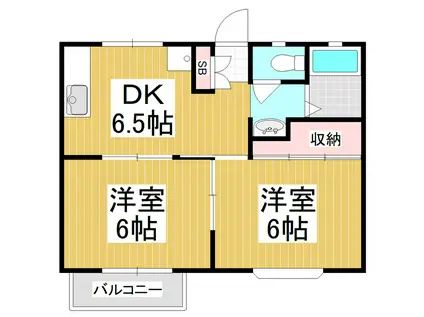 メゾン花水木(2DK/2階)の間取り写真