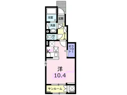 ラフォーレ V(ワンルーム/1階)の間取り写真