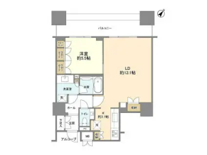 オリゾンマーレ(1LDK/3階)の間取り写真