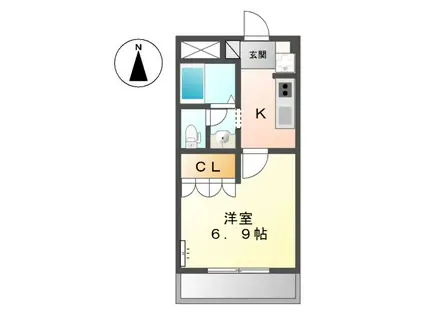 ソレイユIII番館(1K/1階)の間取り写真