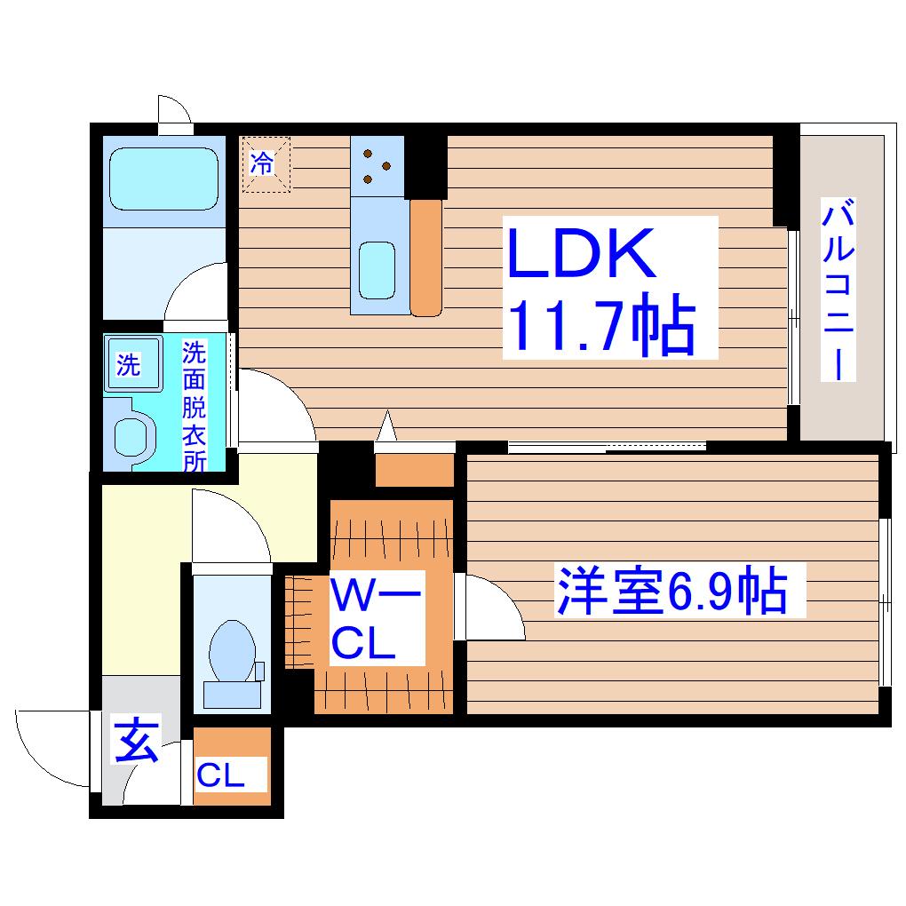 シャーメゾン成田町(1LDK/3階)の間取り写真