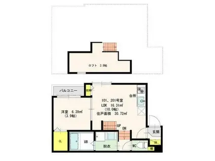 CRESCENTE(1LDK/1階)の間取り写真