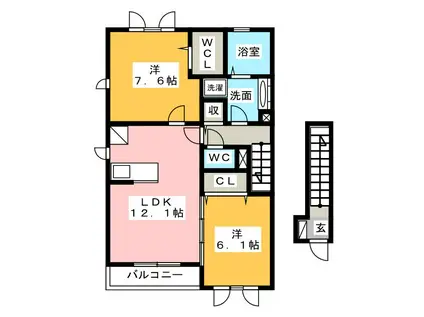 VILLANAGAYA(2LDK/2階)の間取り写真