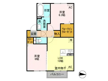 シキレジデンシア(2LDK/2階)の間取り写真