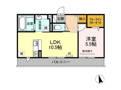ベイ ブランシェ C棟(1LDK/2階)の間取り写真