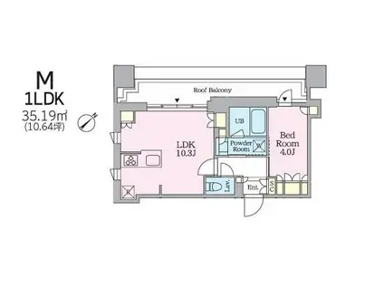 クレストコート旗の台(1LDK/4階)の間取り写真
