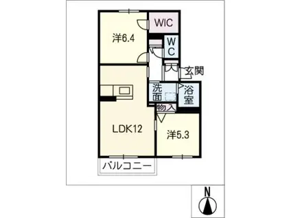カーサ・フロレスタ(2LDK/2階)の間取り写真