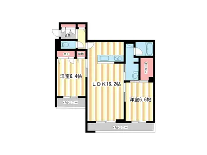 シャーメゾンフゥ(2LDK/3階)の間取り写真