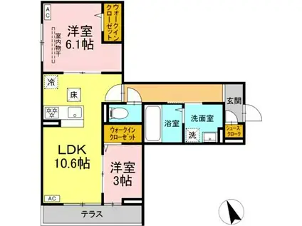 D PAINA 菅北浦(2LDK/1階)の間取り写真