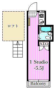 ピア4・5(1K/2階)の間取り写真