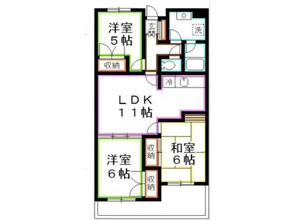 フルールツヅキII(3DK/3階)の間取り写真