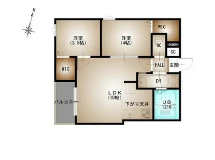 REGALEST-F 井口2(2LDK/3階)の間取り写真