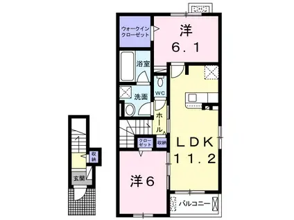 リバーサイドヴィラI(2LDK/2階)の間取り写真