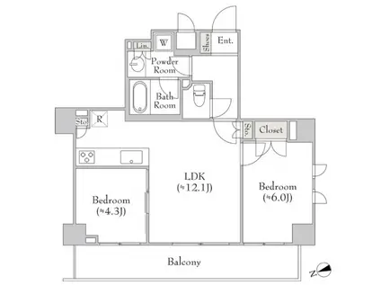キャンバス板橋(2LDK/10階)の間取り写真